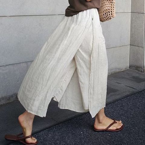 Women's Holiday Daily Simple Style Solid Color Ankle-Length Casual Pants Culottes