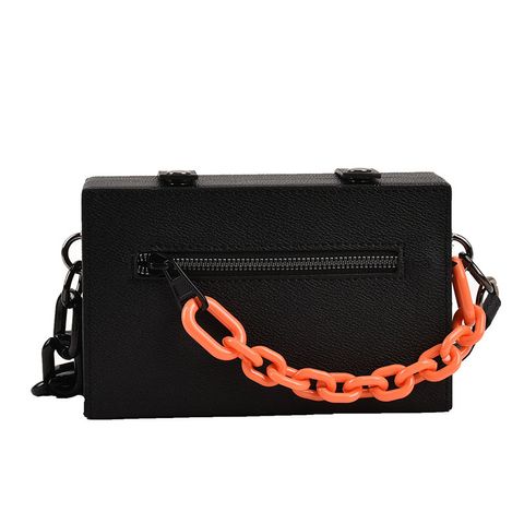 Women's Medium Pu Leather Solid Color Streetwear Lock Clasp Box Bag