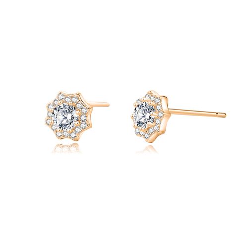 1 Pair Elegant Lady Classic Style Star Flower Plating Inlay Sterling Silver Zircon Ear Studs