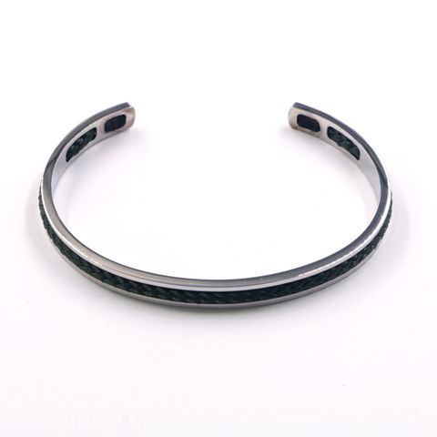 IG Style Simple Style Solid Color 316 Stainless Steel  Nylon Rope Bangle In Bulk