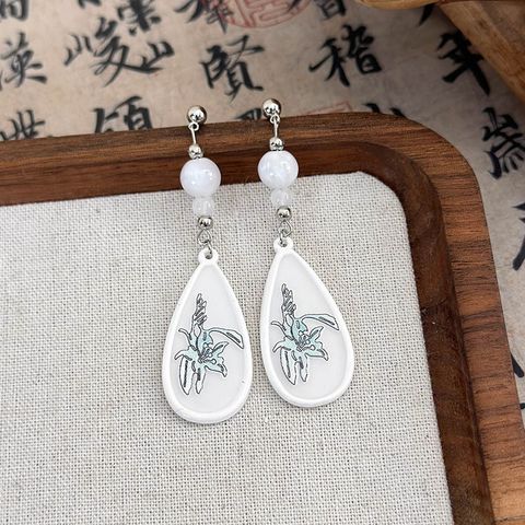 1 Pair Chinoiserie Simple Style Color Block Arylic Drop Earrings