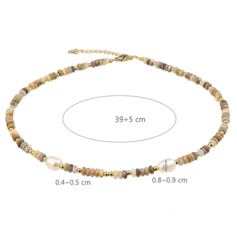 Simple Style Geometric 316L Stainless Steel  Freshwater Pearl Agate Gold Plated Necklace In Bulk