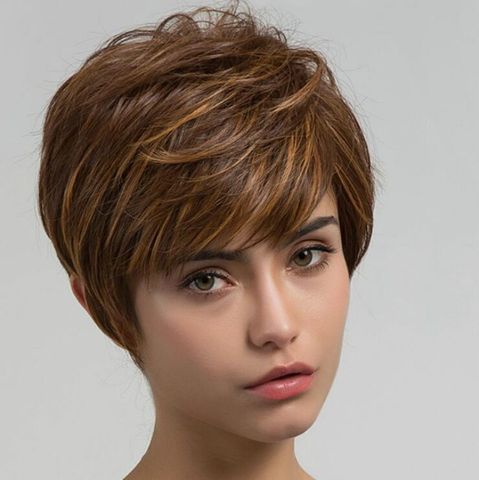 Women's Simple Style Casual Home High Temperature Wire Side Fringe Short Straight Hair Wigs