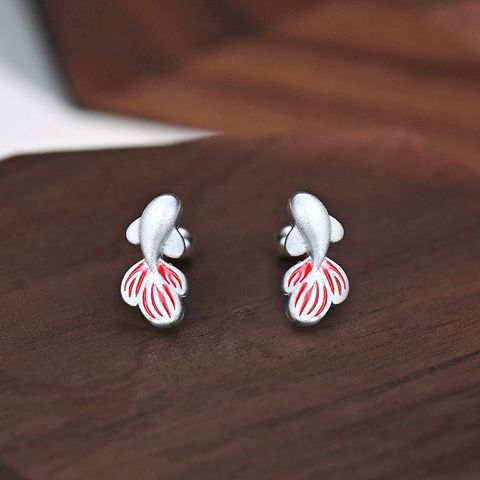 1 Pair Simple Style Classic Style Color Block Sterling Silver Ear Studs
