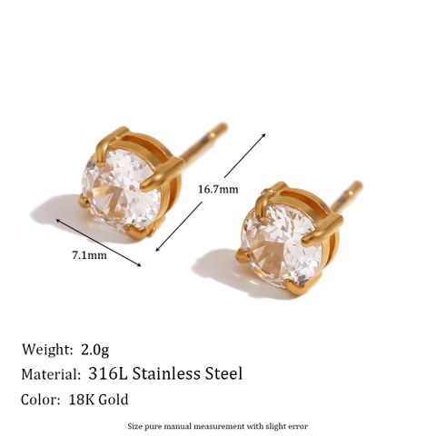 Edelstahl 304 18 Karat Vergoldet Einfacher Stil Klassischer Stil Inlay Geometrisch Zirkon Armbänder Ohrringe Halskette