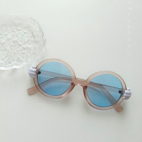 Vacation Sweet Color Block Pc Resin Round Frame Full Frame Kids Sunglasses
