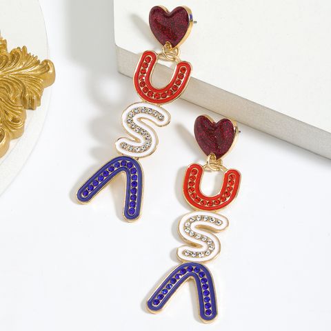1 Pair Elegant Simple Style Classic Style Letter Inlay Alloy Rhinestones Seed Bead Drop Earrings