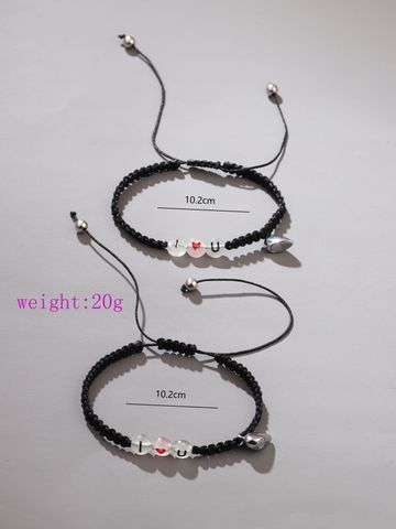 Mignon Style Simple Style Classique Forme De Cœur Alliage Tresser Plaqué Argent Unisexe Bracelets