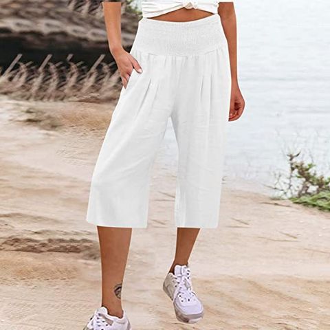 Women's Daily Simple Style Solid Color Calf-Length Casual Pants