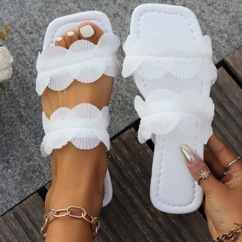 Women's Vintage Style Vacation Solid Color Square Toe Slides Slippers