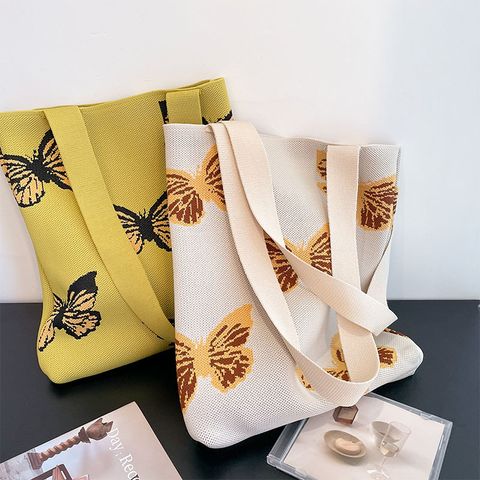 Women's Medium Knit Butterfly Basic Classic Style Open Shoulder Bag
