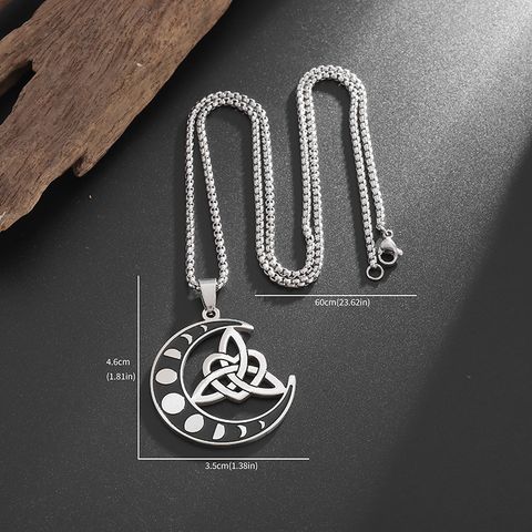 201 Stainless Steel Casual Elegant Plating Celtic Knot Moon Pendant Necklace