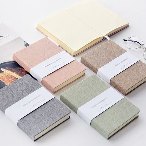 1 Piece Solid Color Learning School Linen Paper Casual Elegant Notebook