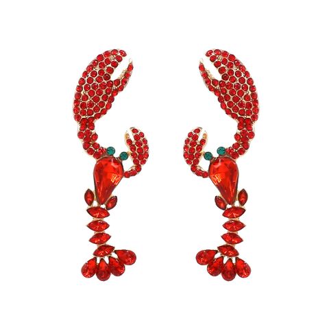 1 Pair Casual Cute Lobster Zinc Alloy Rhinestones Drop Earrings