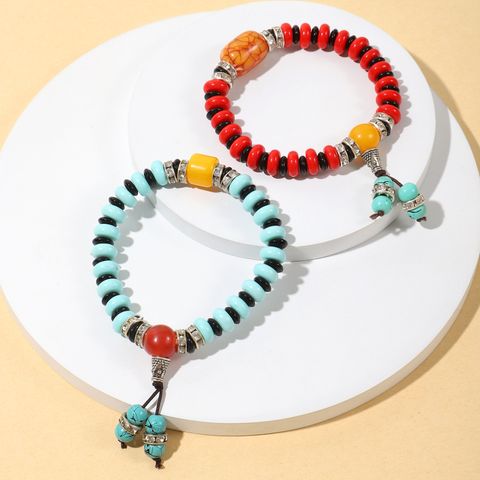 Casual Turquoise Synthetic Resin Alloy Rhinestone Beaded Unisex Bracelets