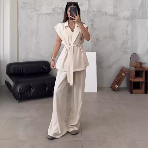 Daily Women's Simple Style Solid Color Polyester Pants Sets Pants Sets