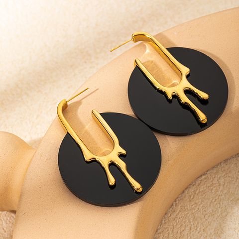 1 Pair Casual Simple Style Commute Round 304 Stainless Steel Arylic Gold Plated Ear Studs
