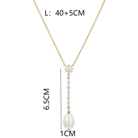Copper Glam Simple Style Plating Inlay Flower Zircon Pendant Necklace
