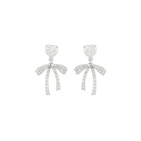 1 Pair Fairy Style Elegant Lady Bow Knot Plating Inlay Sterling Silver Zircon 14K Gold Plated Ear Studs