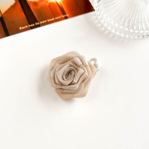 Women's IG Style Sweet Flower Gauze Inlay Pearl Hair Clip Hair Tie