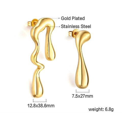 1 Pair Retro Classic Style Geometric Plating Titanium Steel 18k Gold Plated Ear Studs