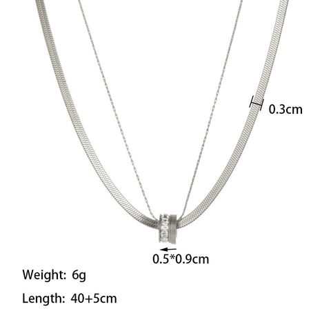 Elegant Simple Style Geometric 304 Stainless Steel Plating Double Layer Necklaces 1 Piece