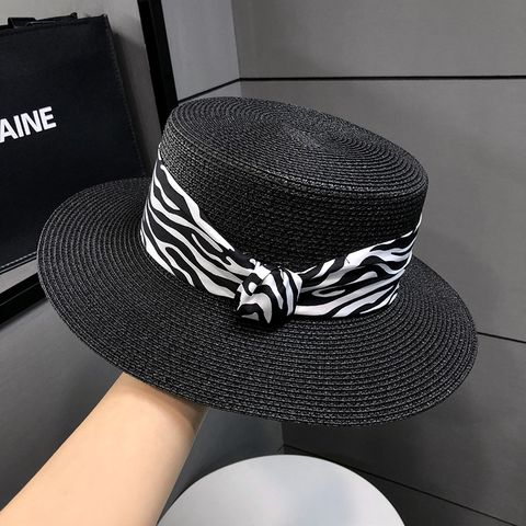 Women's Basic Lady Stripe Big Eaves Straw Hat