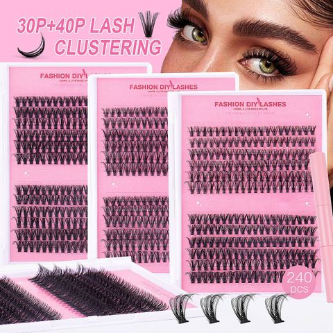Lady Solid Color Artificial Fiber False Eyelashes Eyelash Glue 1 Set