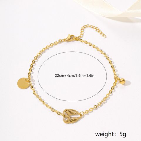 Sweet Simple Style Wings 18K Gold Plated 201 Stainless Steel Wholesale Anklet