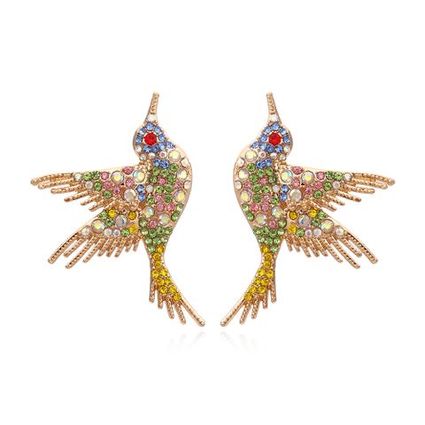 1 Pair Cartoon Style Bird Enamel Alloy Artificial Rhinestones Ear Studs