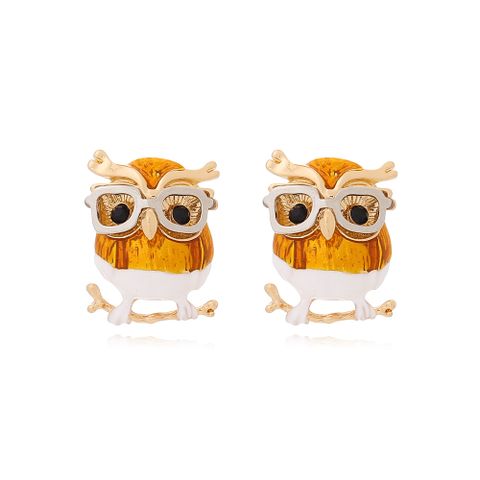 1 Pair Cartoon Style Owl Enamel Zinc Alloy Earrings