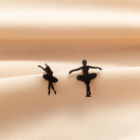 1 Pair Basic Modern Style Classic Style Human Penguin Notes Polishing Plating 304 Stainless Steel 18K Gold Plated Ear Studs
