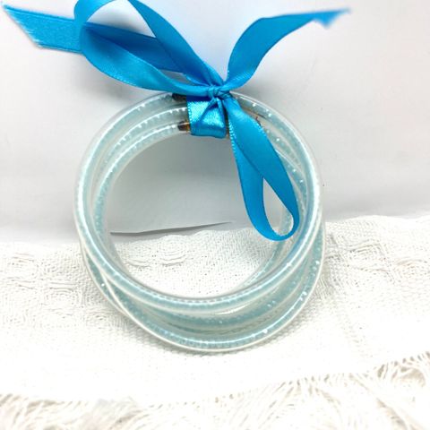Retro Simple Style Bow Knot Glass Silica Gel Unisex Bangle