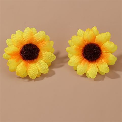 1 Pair Cute Sweet Flower Cloth Ear Studs