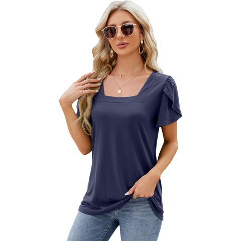 Women's T-shirt Short Sleeve T-Shirts Printing Pleated Streetwear Printing
