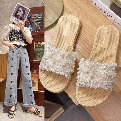 Women's Ethnic Style Floral Open Toe Slides Slippers