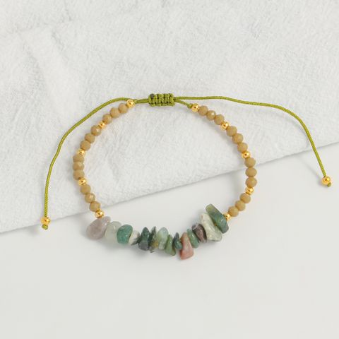 Fashion Color Block Natural Stone Beaded Drawstring Bracelets 1 Piece