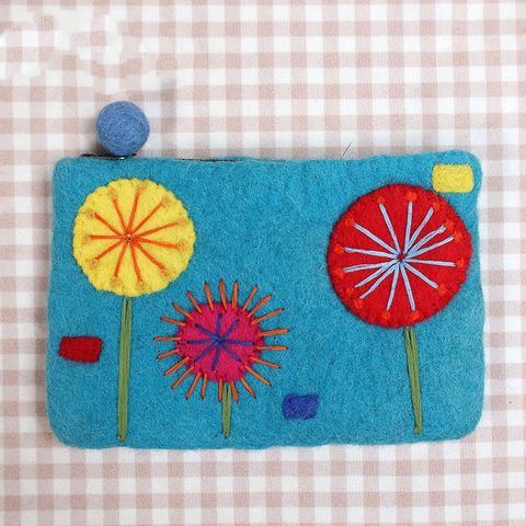 Unisex Dandelion Wool Felt Zipper Coin Purses