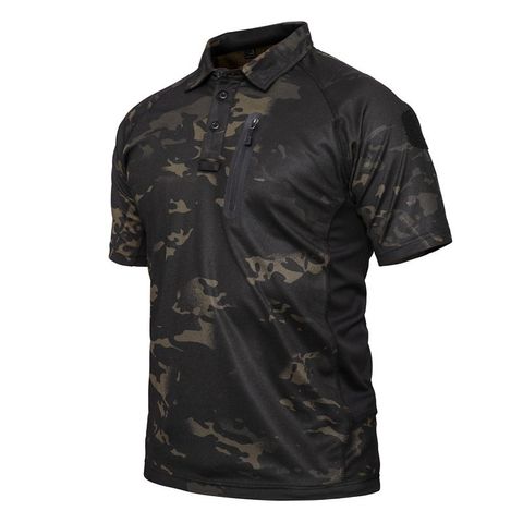 Men's Solid Color Camouflage Simple Style Turndown Short Sleeve Regular Fit Men's T-shirt