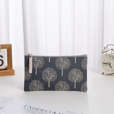Classic Style Leaves Plaid Canvas Square Makeup Bags