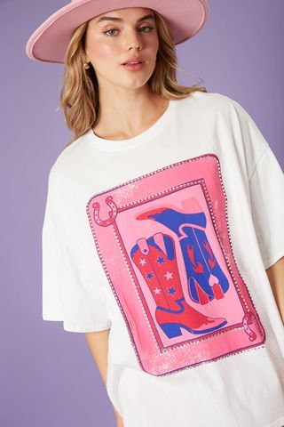 Women's T-shirt Short Sleeve T-Shirts Printing Diamond Simple Style Cartoon Jaguar Shoe