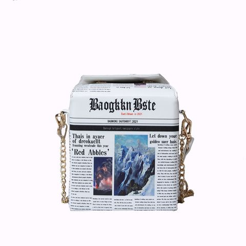 Women's Medium Pu Leather Letter Newspaper Vintage Style Flip Cover Crossbody Bag