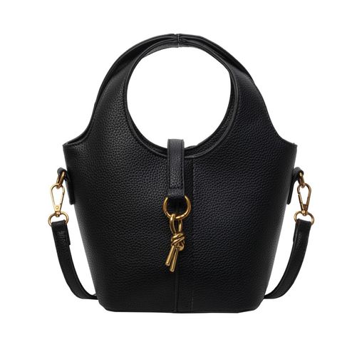 Women's Medium Pu Leather Solid Color Vintage Style Classic Style Bucket Zipper Bucket Bag