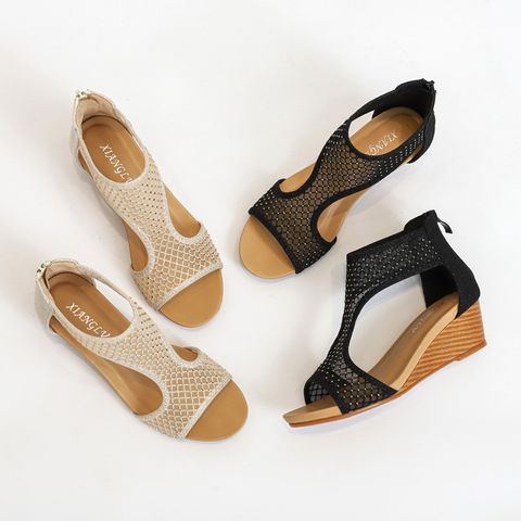 Women's Casual Commute Solid Color Round Toe Wedge Sandals