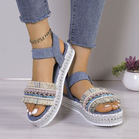 Women's Casual Solid Color Round Toe Ankle Strap Sandals