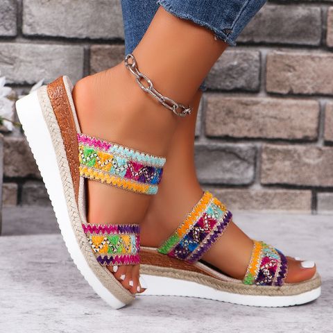 Women's Casual Colorful Round Toe Wedge Sandals
