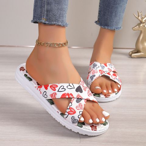 Women's Casual Printing Round Toe Slides Slippers