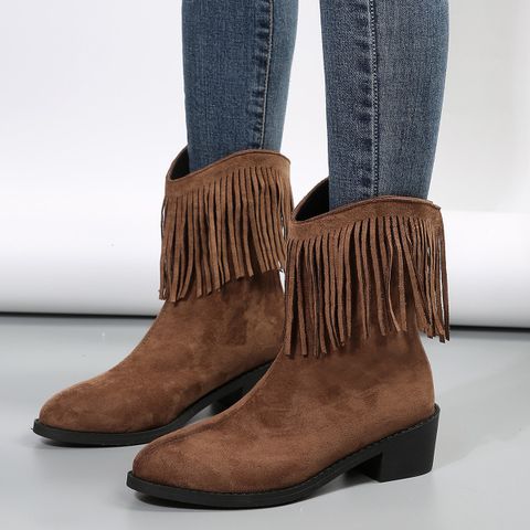 Women's Casual Streetwear Solid Color Point Toe Booties