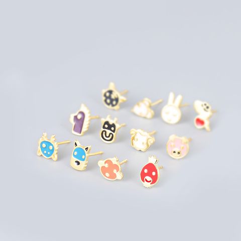 1 Pair Cute Basic Classic Style Animal Plating Sterling Silver Gold Plated Ear Studs