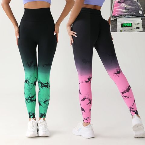 Casual Tie Dye Nylon Spandex Active Bottoms Leggings